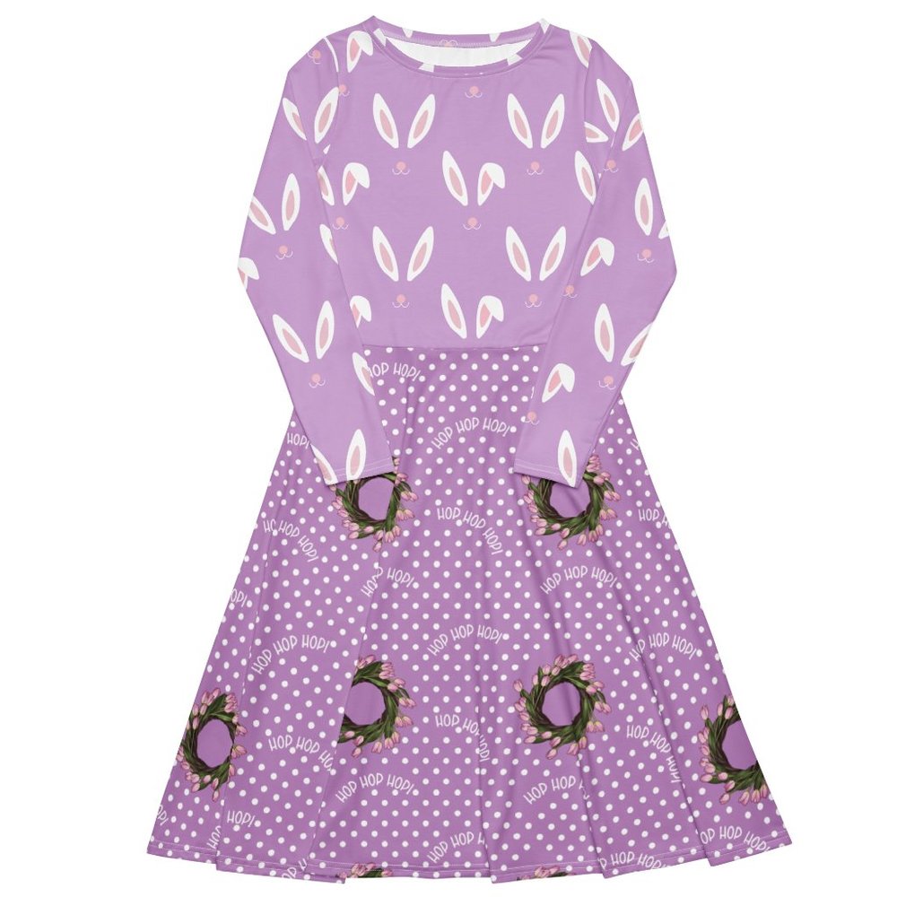Easter Bunny Pin Up Long Sleeve Dress